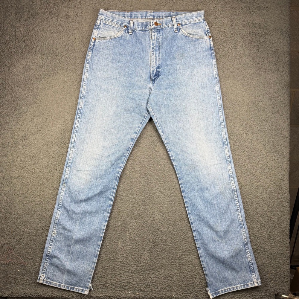 Wrangler 13MWZGK Cowboy Cut Original Fit Jeans Light Wash Mens 36x36 100% Cotton